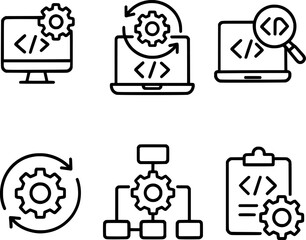 Software engineering development process vector icons