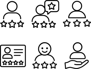 user feedback rating stars line icon set