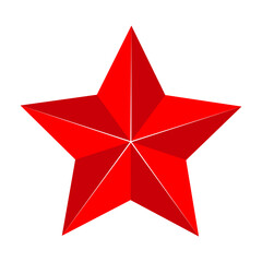 Obraz premium Shiny five-pointed red star. Illustration on white background.