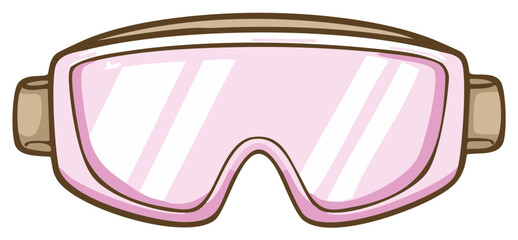 Pink skiing goggles with brown strap and frame for winter sports protection