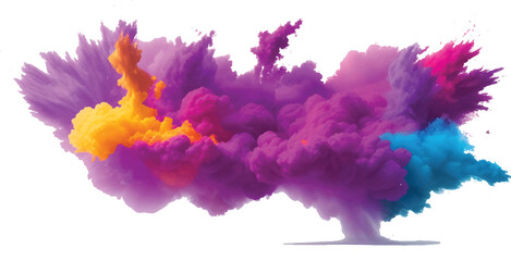 Abstract watercolor paint splashes of colorful ink and smoke explosion with grunge texture and design pattern on paper