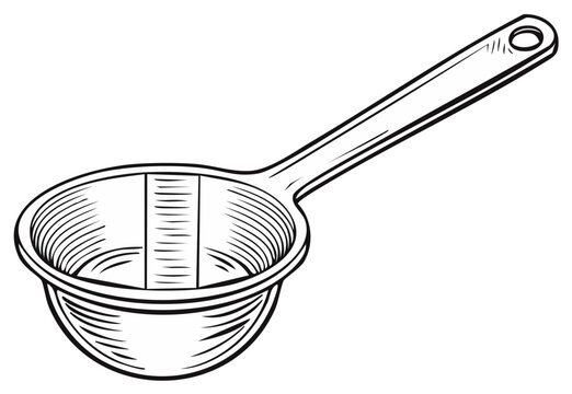 black and white strainer with long handle clip art preview