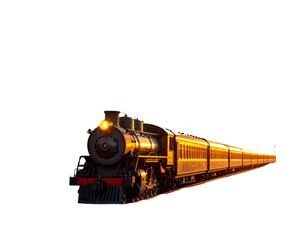 Vintage Steam Locomotive at Sunset &ndash; Historical Railway Scene