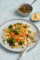 Cauliflower rice with chimichurri sauce