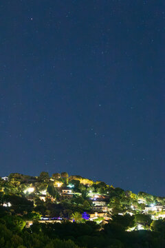 starry sky over Andora, Italy
