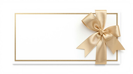 Fototapeta premium Elegant Gold Ribbon Wrapped Blank White Paper Scroll and Card Mockup for Invitation or Announcement Design