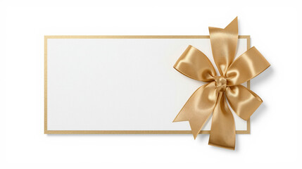 Fototapeta premium Elegant Gold Ribbon Wrapped Blank White Paper Scroll and Card Mockup for Invitation or Announcement Design