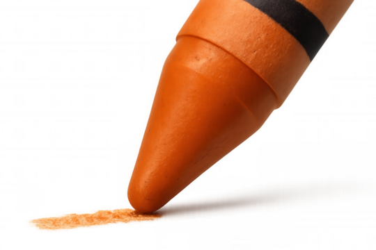 Orange crayon drawing vivid line, creating color and reflecting childhood creativity on transparent background - Powered by Adobe