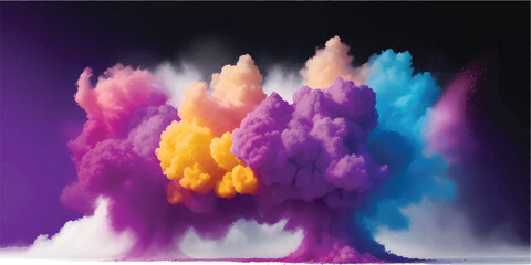 Fototapeta premium Black smoke and fire explosion in the sky over blue water on a beautiful day