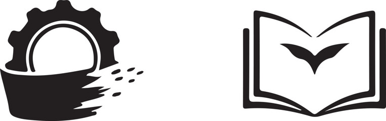 black and white icons set isolated on white vector 