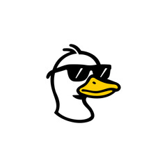 Cool duck logo illustration wearing sunglasses in a modern cartoon style
