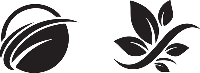 Set of black and green leaves