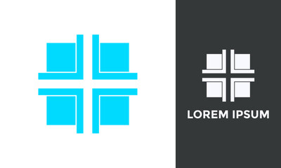 Geometric Window Logo, Abstract Opening Design, Modern Perspective Symbol, Isolated White on Black