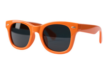 Orange Retro Sunglasses with Dark Lenses on Transparent Background, 3D Realism Graphic for Digital Media