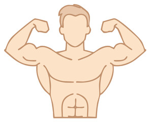 Fototapeta premium Illustration of a muscular man flexing his biceps, bodybuilder
