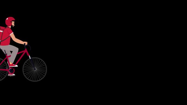 Food delivery on a bicycle with alpha channel 