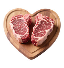 Raw Red Steak Cutouts on Transparent Background, 3D Realism Graphic for Web Design