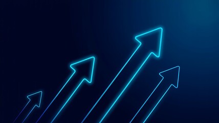 Rising blue arrows on dark background symbolizing business growth, success and progress concept
