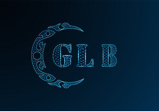 Low poly letter logo GLB design. GLB letter logo low poly vector design on blue color gradient background. GLB logo low poly design