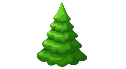 Stylized green christmas tree isolated on transparent background
