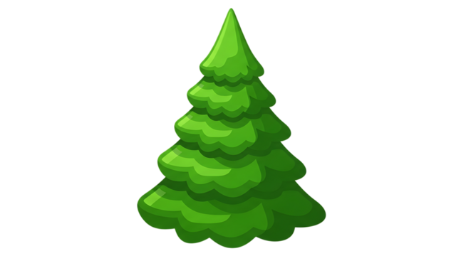 Stylized green christmas tree isolated on transparent background