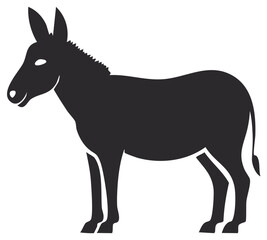 Stylized black donkey silhouette graphic icon standing sideways