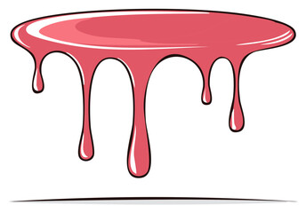 Cartoon vector illustration of sticky pink slime or paint dripping down from a surface