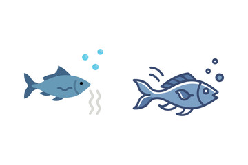 Two blue fish swimming with bubbles a charming underwater scene silhouette