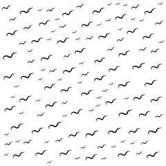 Black Curved Swirl Shapes Pattern on White Background vector illustration
