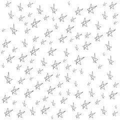 Scattered Hand Drawn Black Star Shapes on White Background Pattern stars sketch
