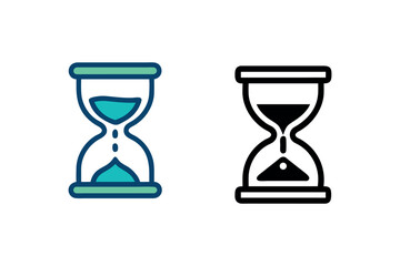 Hourglass depiction with color and black style a time measuring silhouette