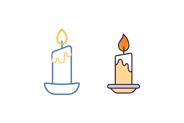 Two colorful candles with glowing flames a charming decorative silhouette