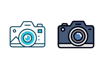 Two vintage cameras in outlined style a contrasting visual representation silhouette