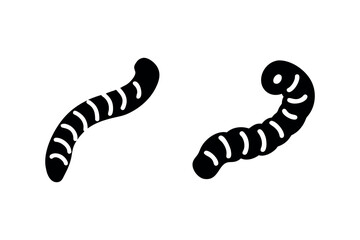 Two black worm icons simple design isolated on a white background silhouette