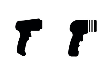 Two handheld scanner devices depicted in a stark black silhouette