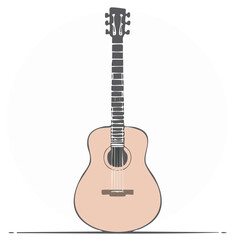 Obraz premium Acoustic Guitar Simple Vector Illustration Minimalist Style