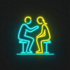 High quality photo of two people talking neon sign