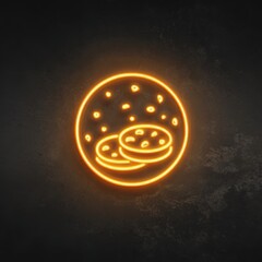 High quality neon illustration of a circular graphic with cookies inside