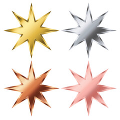 Elegant metallic star ornaments in gold silver bronze and shiny finishes for festive decor stylish crafts home accents and celebratory decorations