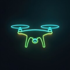 High quality photo of a futuristic neon drone in a dark environment