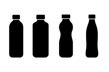 Silhouette collection of four different bottle shapes in black