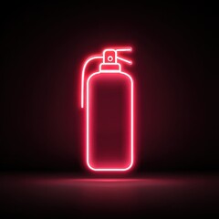High quality photo of a vibrant neon fire extinguisher emblem glows