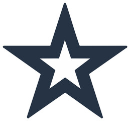 Nested Five Point Star Illustration with Outlined Navy Outer and White Inner Shape
