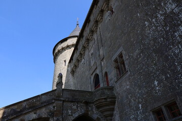 Le château de Combourg, forteresse médiévale, vue de l'extérieur, ville de Combourg, département d'Ille et Vilaine, Bretagne, France