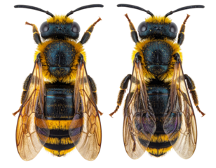 Two Variations of Australian Blue-Banded Bee – isolated on transparent background