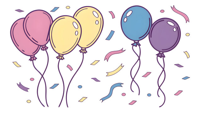 Colorful balloons and confetti celebration illustration