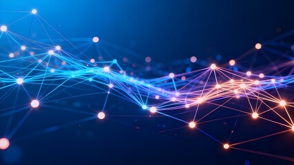 Futuristic AI Network Background with Glowing Blue Lines and Data Connections