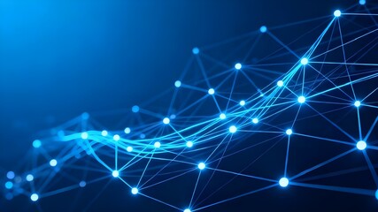 Futuristic AI Network Background with Glowing Blue Lines and Data Connections