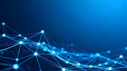 Futuristic AI Network Background with Glowing Blue Lines and Data Connections