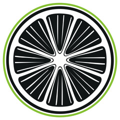 Stylized green lime fruit slice graphic abstract illustration modern vector design element